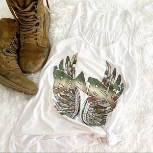Winged camo Babe Racerback Tank, Sz XL